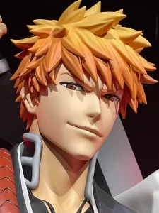 漫画家 久保帯人氏の作品**『BLEACH / 黒崎一護』の等身大フィギュア**。通常サイズの原型を超高精度3Dスキャン後、高精度に拡大造形した事例。