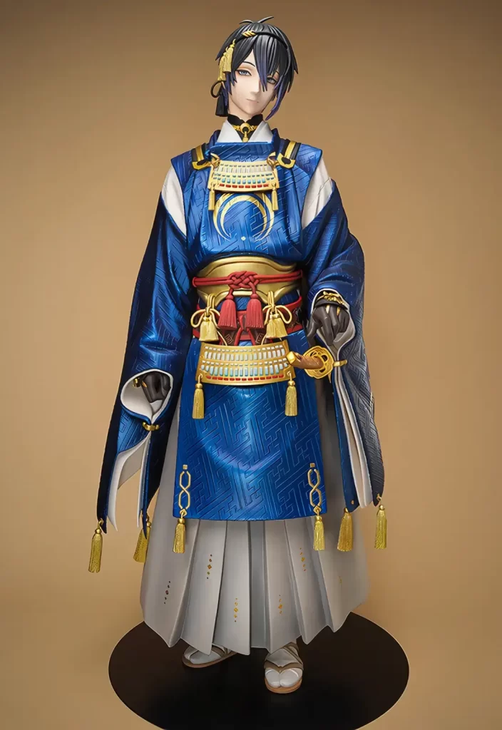 刀剣乱舞-ONLINE-三日月宗近の二年の歳月をかけて制作された一分の一（1/1）スケールフィギュアの制作事例。大スケール造形と彩色。